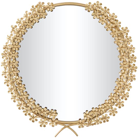 CosmoLiving by Cosmopolitan Gold Metal 3D Floral Wall Mirror 22&#x22; x 2&#x22; x 22&#x22;